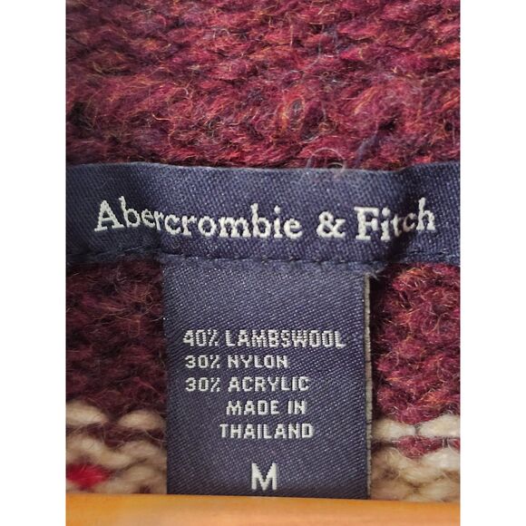 Abercrombie & Fitch Lambswool Blend Fair Isle Sweater Medium - Picture 3 of 12